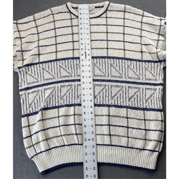 Bugatchi Geometric Knit Sweater Mens L Beige Grandpacore Retro 90s‎ Coogi Style - Picture 5 of 7